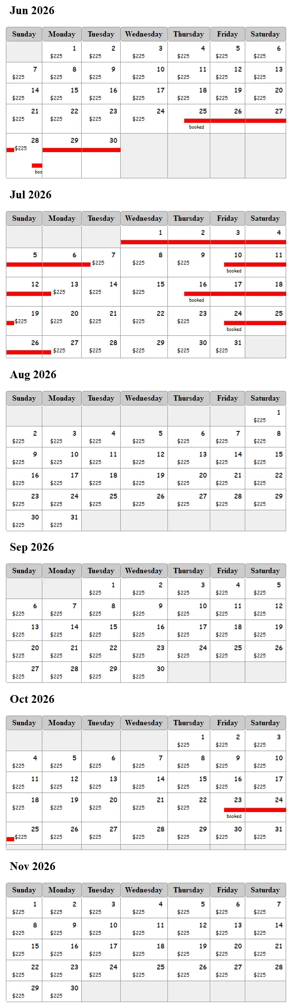Pleasure Point Place availability calendar