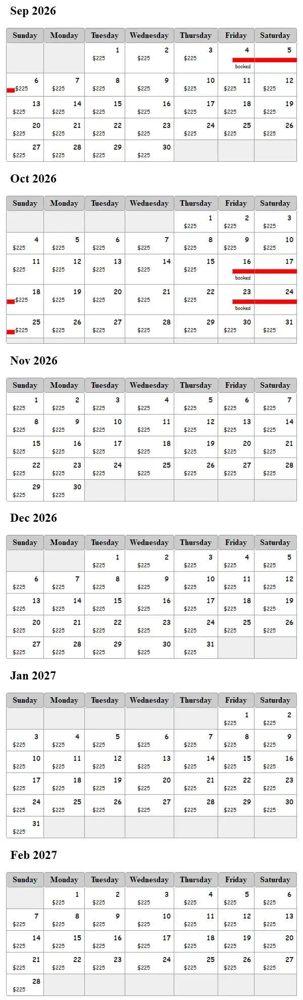 Pleasure Point Place availability calendar